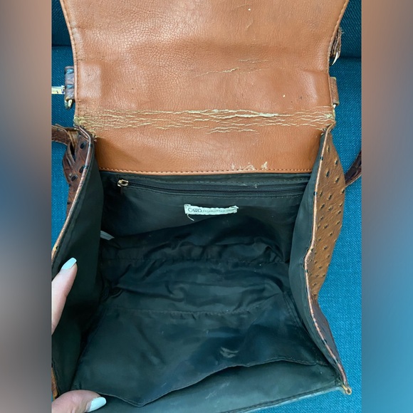 Cato Vegan Croc Embossed Leather Brown Satchel Top Handle/ Crossbody Brown Bag - Picture 11 of 16